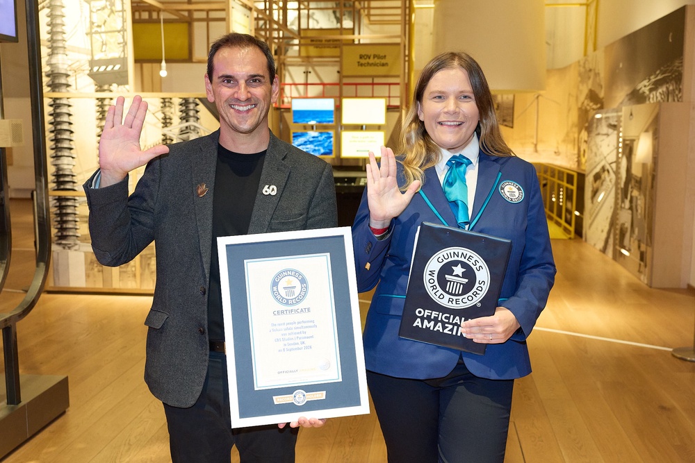 Ben Lheureux of the Science Museum Group accepts a Guinness World Record certificate (PA)
