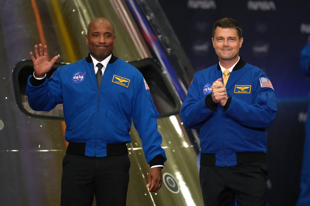 Artemis II Pilot Victor Glover (left) and Commander Reid Wiseman, participate in a Congressional Space Medal of Honor ceremony at NASA's Johnson Space Center (AP Photo/Karen Warren)