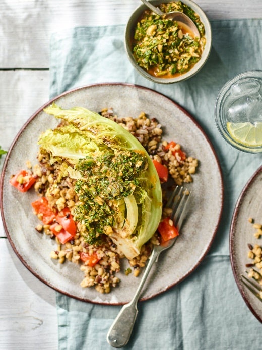 Roast savoy cabbage gets a gut-friendly boost from mixed grains, herbs and spices (Love Your Gut)