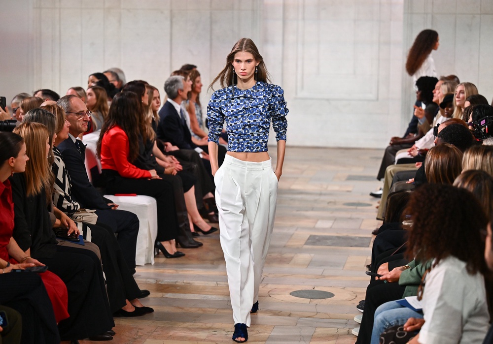 Eighties-inspired prints and crop tops were an unexpected addition to the collection (Evan Agostini/AP) (AP)