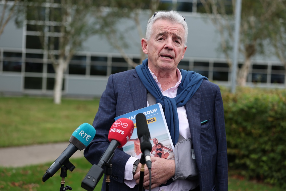 Ryanair chief executive Michael O’Leary speaking to the media ahead of the Ryanair AGM at their offices in Dublin (Clodagh Kilcoyne/PA) (PA Wire)