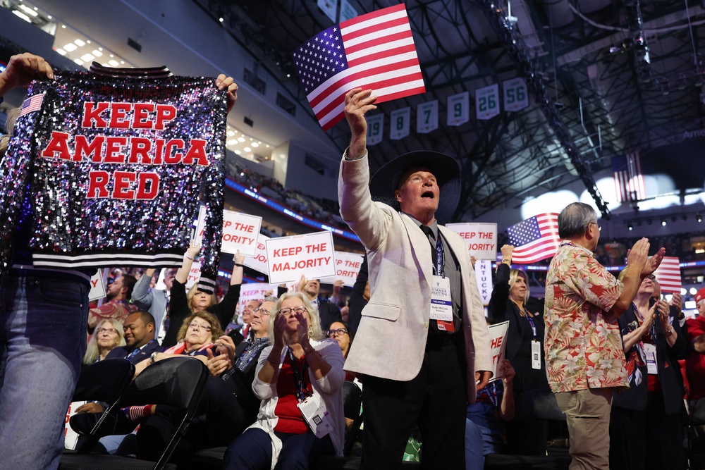 Trump’s fans in the arena were undeterred, however, cheering him on throughout his lengthy address (AFP/Getty)