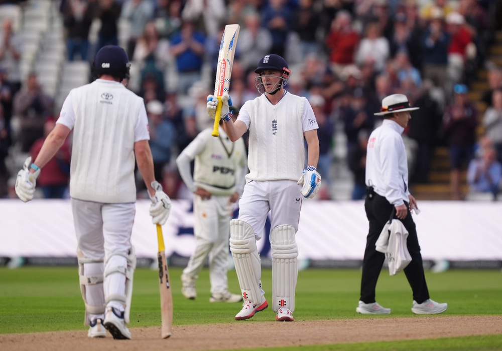 Harry Brook acknowledges the crowd after reaching his half-century (Mike Egerton/PA) (PA Wire)
