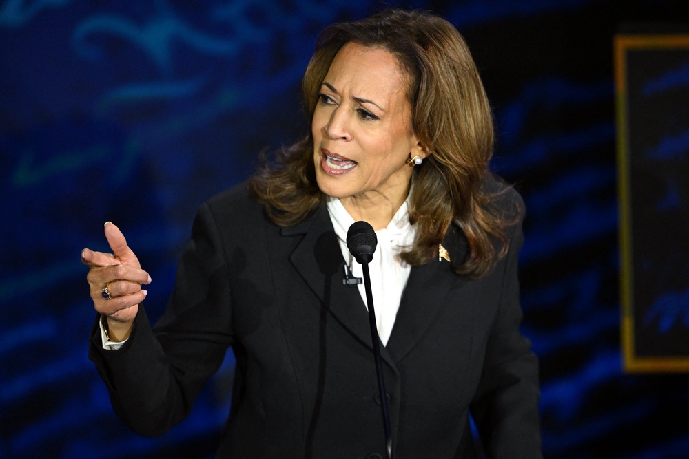 Bezos vetoed a Washington Post endorsement of then-Vice President Kamala Harris, seen here debating Trump at the National Constitution Center in Philadelphia, Pennsylvania, on September 10, 2024 (AFP/Getty)