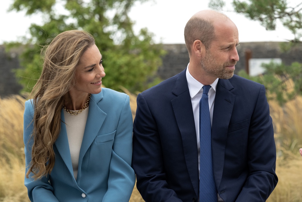 The Prince and Princess of Wales sat on the Gary Speed memorial bench during a visit to Everton FC’s Hill Dickinson Stadium in Liverpool on Thursday (Shirlaine Forrest/PA) (PA Wire)