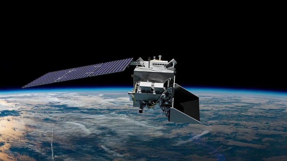 This NASA illustration shows the PACE satellite orbiting Earth. The satellite circles the planet every 98 minutes (NASA)