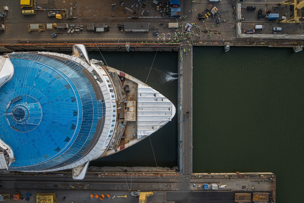 The AquaDome is the only recognisable part of the ship so far (Royal Caribbean)