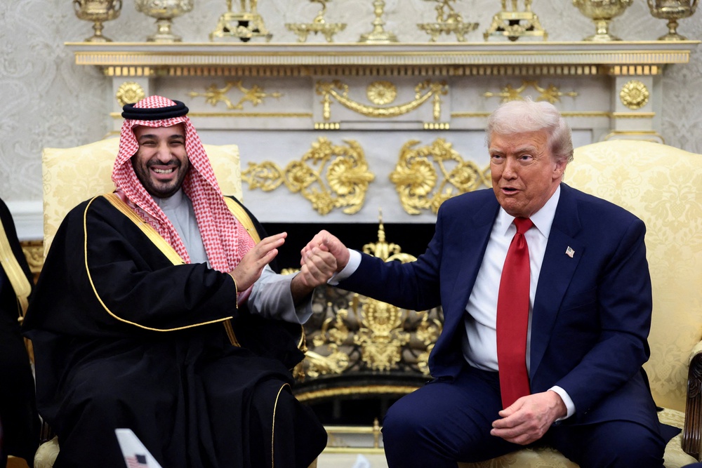 Donald Trump and Saudi Crown Prince Mohammed bin Salman last year (Reuters)