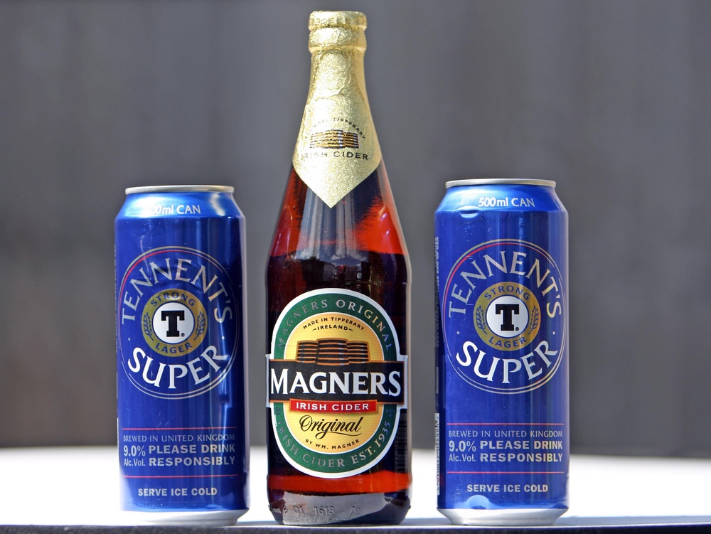 Magners and Tennent’s products (Chris Radburn/PA) (PA Archive)