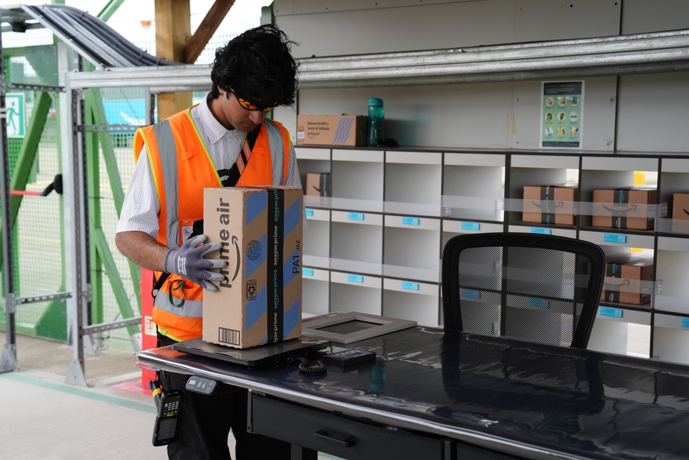 Staff at the Amazon site say their best drone delivery time so far is 39 minutes (Annabel Lee-Ellis/PA)