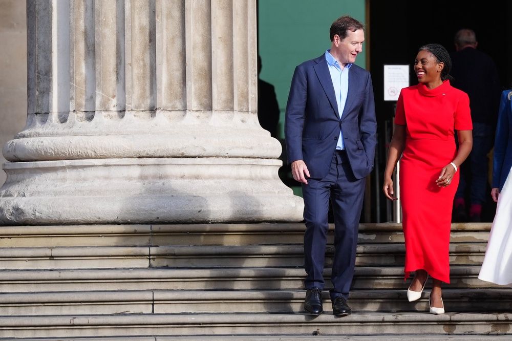 Conservative Party leader Kemi Badenoch with former chancellor George Osborne, chairman of the British Museum (Stefan Rousseau/PA) (PA Wire)