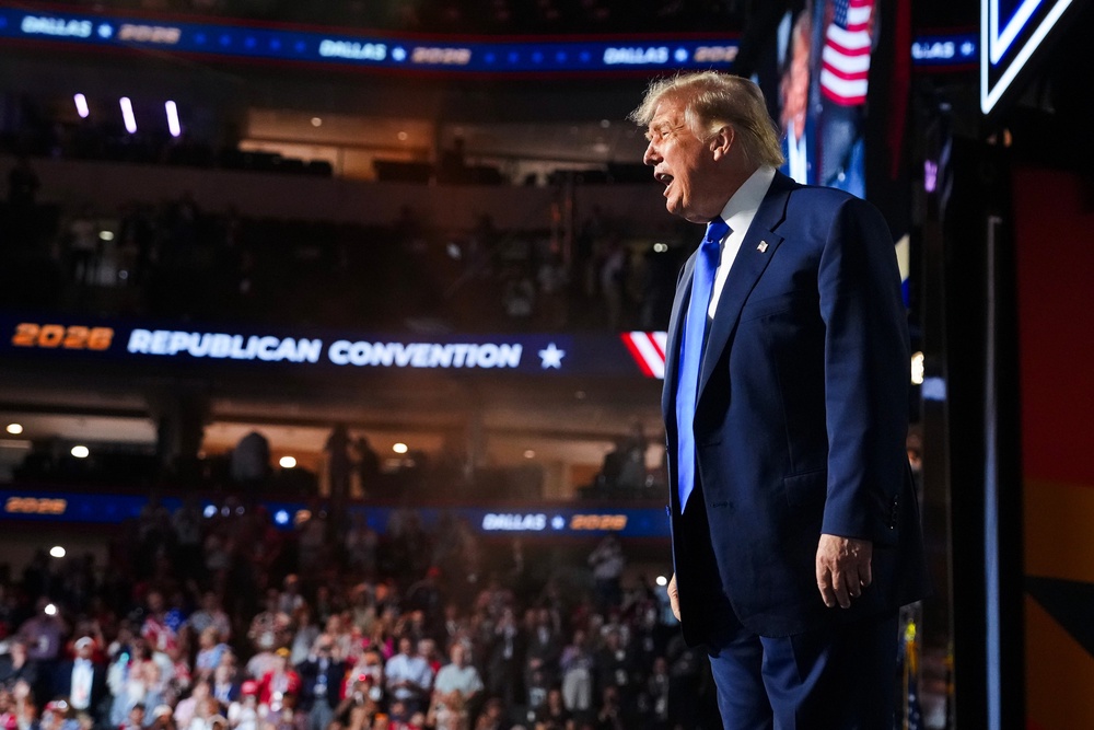 ‘You know what happens if you don't vote? You go to hell, you know that? Okay?’ Trump said on Thursday at the midterm convention. ‘You go to hell, and I don't want that to happen to you’ (Getty)