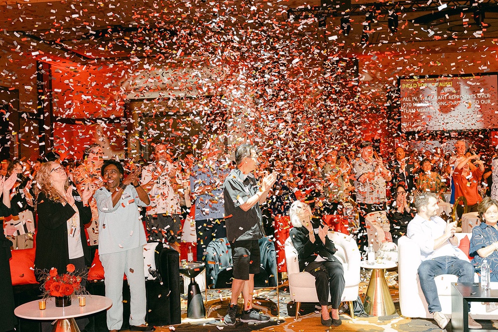 At the event Wednesday, Station Casinos executives announced that employees would receive $1,000 in Red Rock Resorts Class A stock for each year of service (Baylee Jo for Station Casinos)