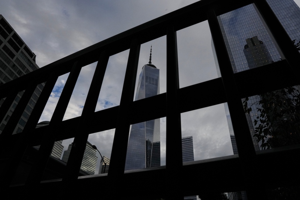A memorial is seen on the 25th anniversary of the September terrorist attacks in New York (Angelina Katsanis/AP) (AP)