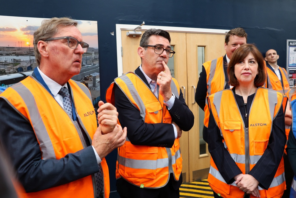 Alan Milburn, Prime Minister Andy Burnham and Education Secretary Lucy Powell (Temilade Adelaja/PA) (PA Wire)