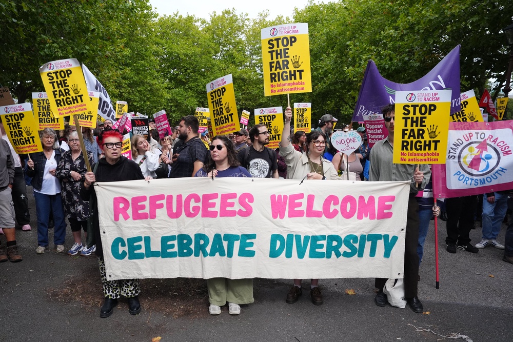 Stand Up to Racism held a counter protest (Jonathan Brady/PA) (PA Wire)