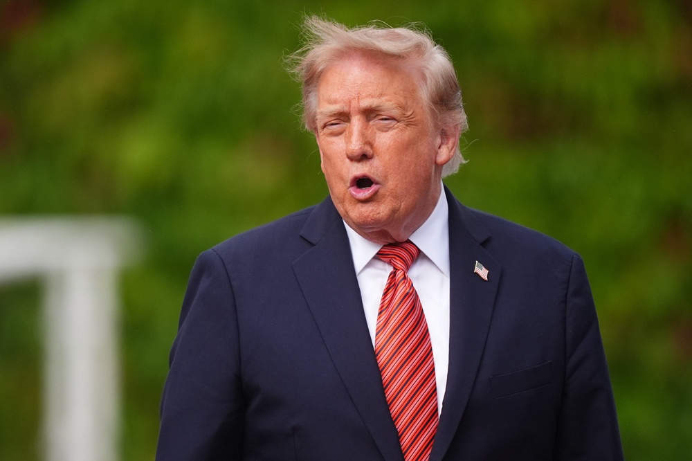 Donald Trump leaves Áras an Uachtaráin, the official residence of President Catherine Connolly, on Saturday (James Manning/PA) (PA Wire)