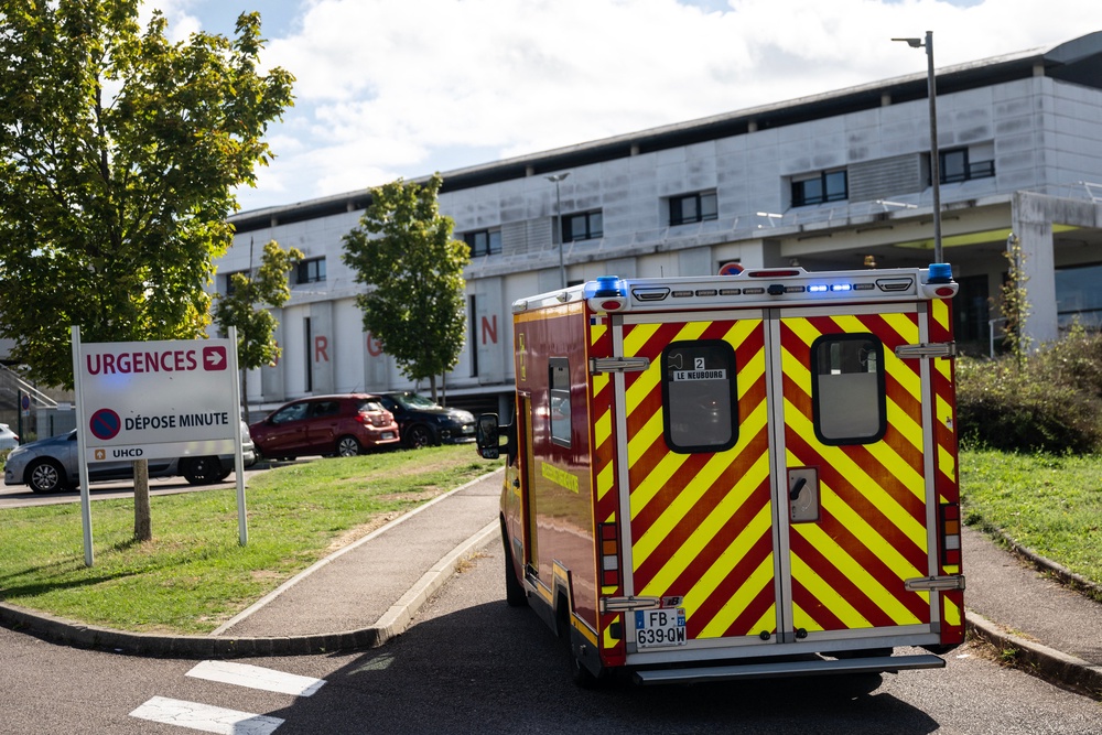 An ambulance arrives in the 