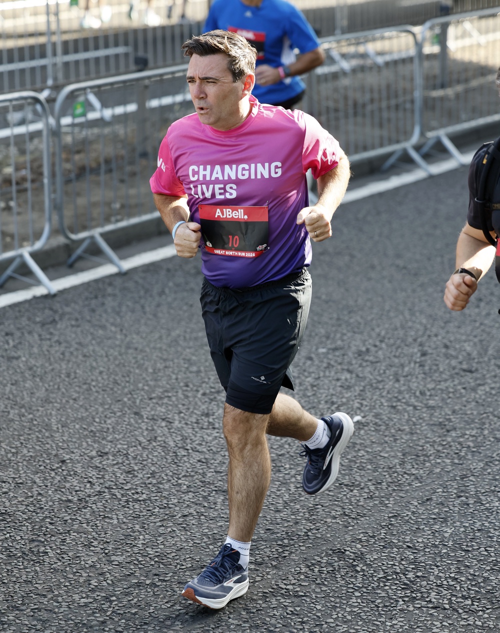 Prime Minister Andy Burnham, sporting bib number 10, during the AJ Bell Great North Run from Newcastle upon Tyne to South Shields (Richard Sellers/PA) (PA Wire)