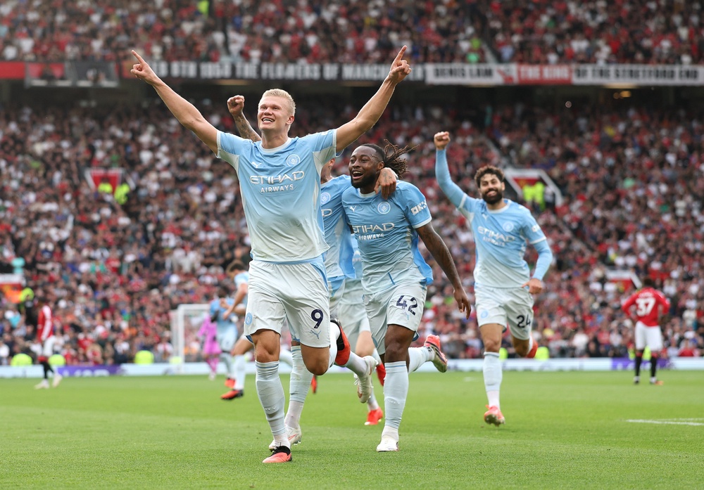 Erling Haaland produced the talismanic touch to win the derby despite controversy (Getty)