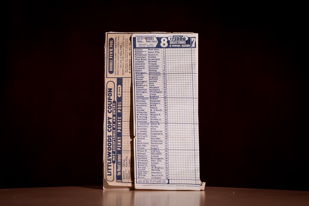 Blank betting slips from Littlewoods Pools from 1957 found during building work at Buckingham Palace (Aaron Chown/PA)