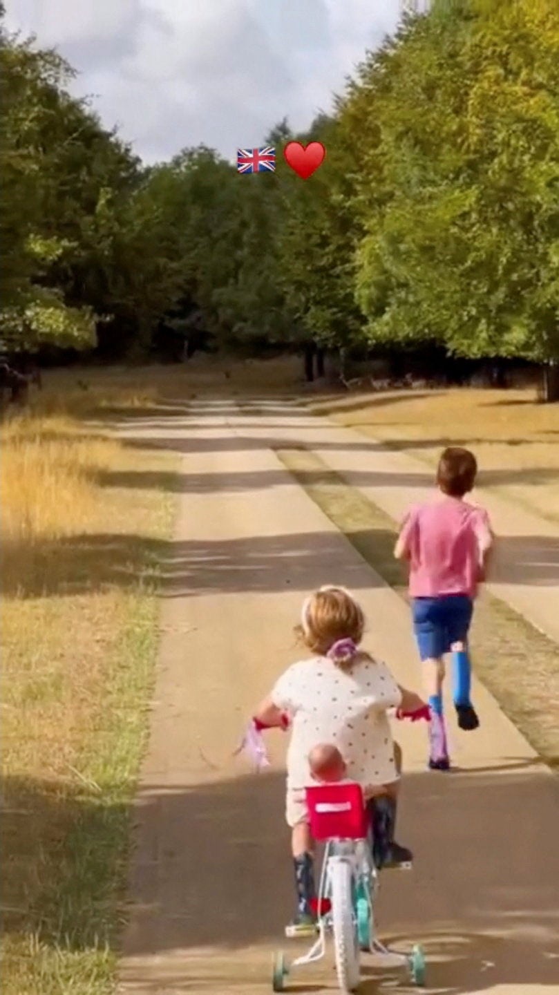 Green grass of home? Meghan has shared a video of her and her children enjoying life amid their return to the UK (Reuters)