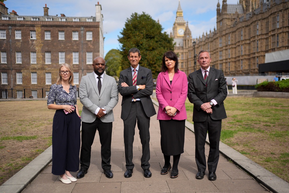 Emma Norton, human rights solicitor, Andy Seaman, Brigadier John Donnelly CB, Grainne Teggart of Amnesty International UK, and Lieutenant Colonel Reverend Nicholas Mercer (PA) (PA Wire)