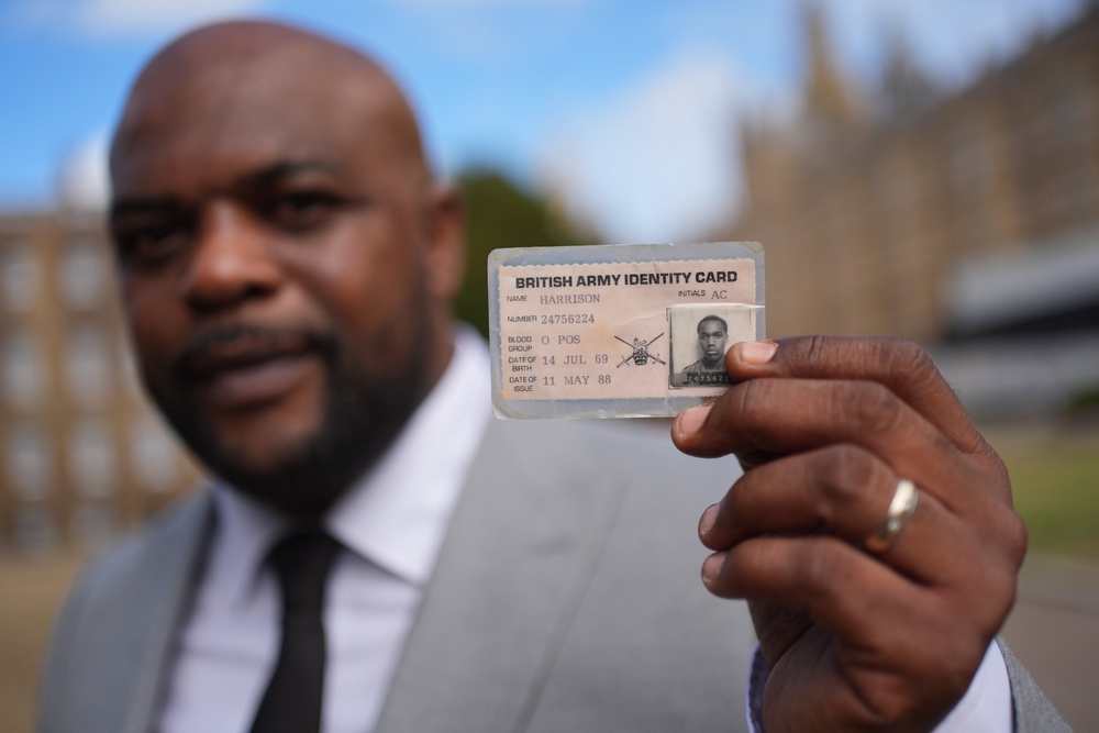 Andy Seaman, whose brother Pte Tony Harrison was killed in Belfast in 1991, displays his brother’s military ID card (Yui Mok/PA) (PA Wire)