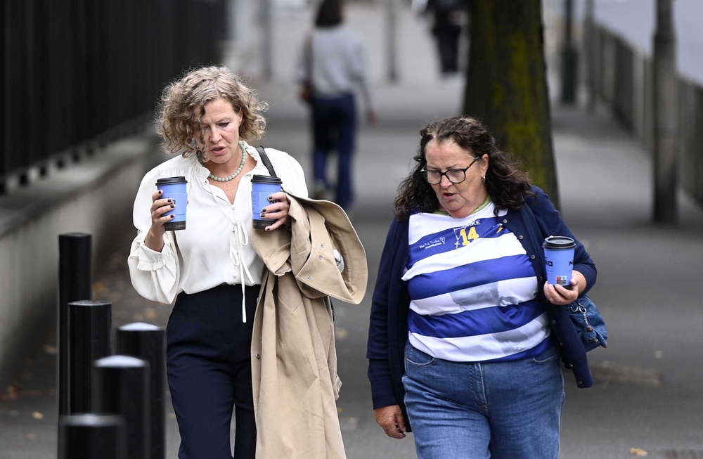 Fiona Donohoe (left), the mother of 14-year-old Noah Donohoe, arriving at Belfast Coroner’s Court on Monday (Mark Marlow/PA) (PA Wire)