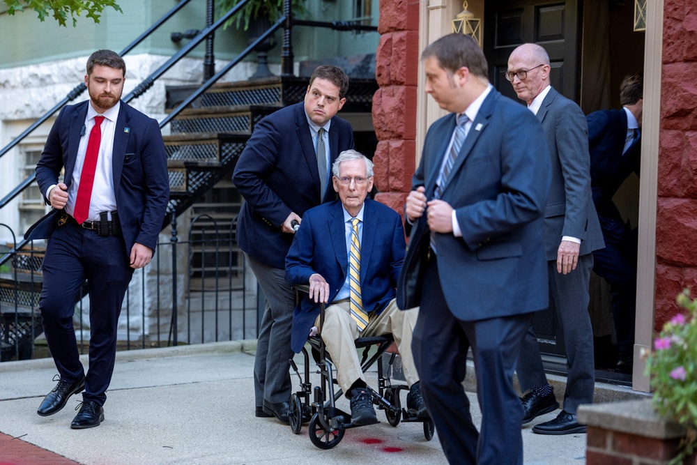 McConnell leaves his townhome in D.C., his first public appearance in months (Reuters)