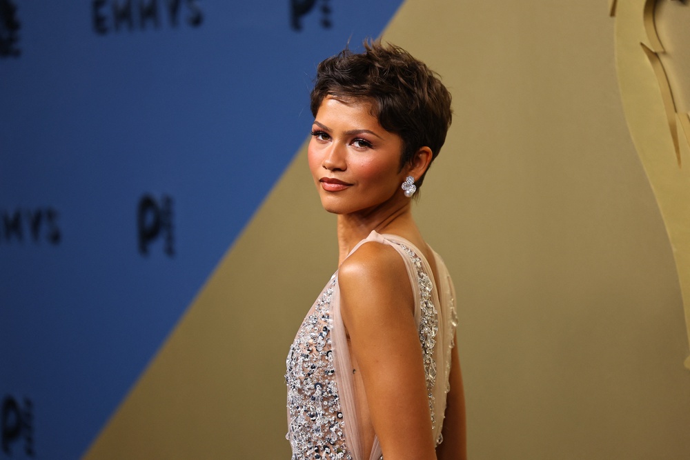 Zendaya's cropped hair was perfectly styled to compliment her dramatic dress. The simple earrings brought the whole look together (Reuters)