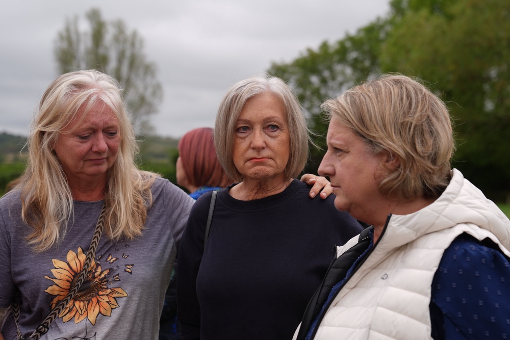 (left to right) Kim Elliot, 59, Gloria Brown, 69, and Heidi Meakin, 61, residents of Piddington (Joe Giddens/PA) (PA Wire)