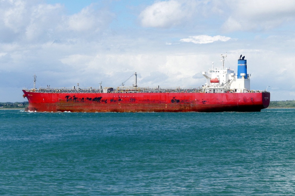 The oil tanker El Gaia at sea near Calshot, Southampton, Britain (Reuters)