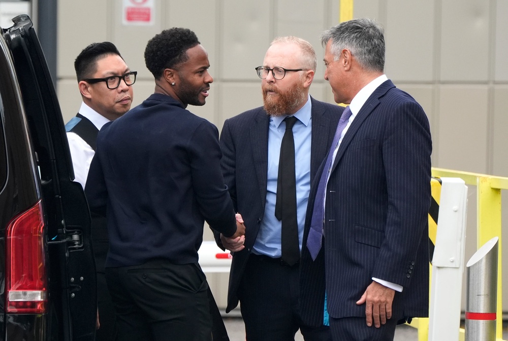 Raheem Sterling arrives at court (PA)
