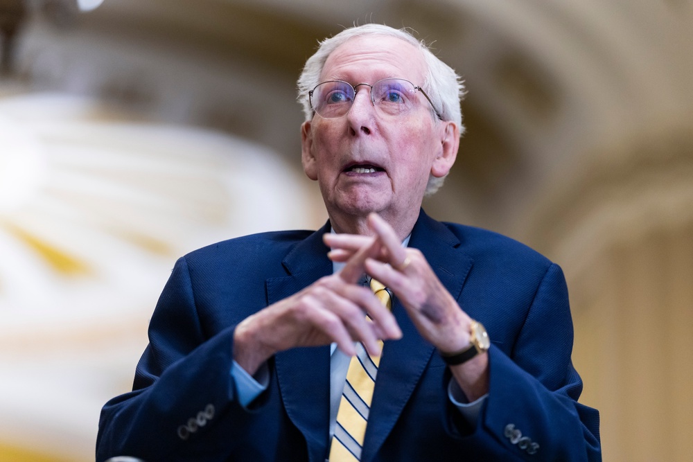 McConnell returned to Capitol Hill to cast a vote, as the chamber decided on a nomination to fill an opening on a district court bench in Ohio (Getty)