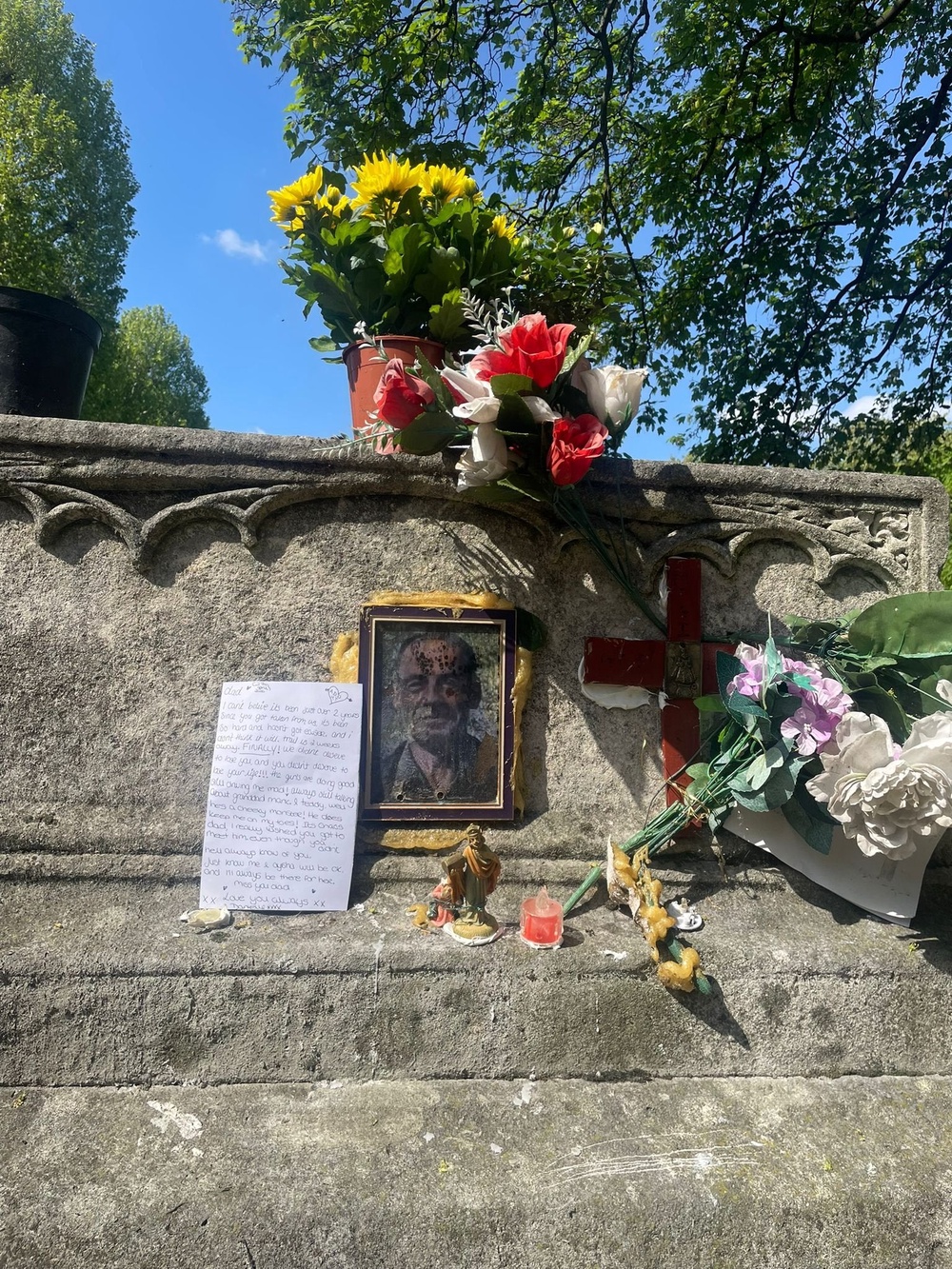 Mark Carroll’s make-shift memorial in Camden (Ayisha Carroll)