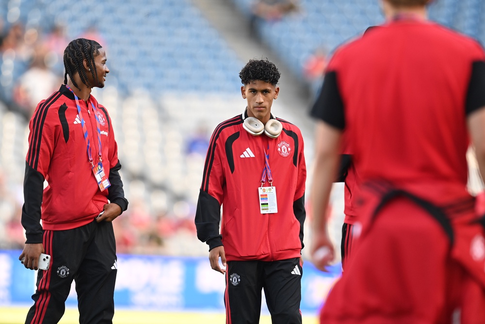 JJ Gabriel of Manchester United before facing Leeds United in pre-season (Getty)
