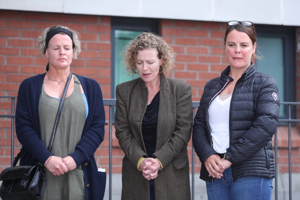 Fiona Donohoe, centre, and her sisters joined the first police press conference held after Noah went missing in June 2020 (PA) (PA Archive)