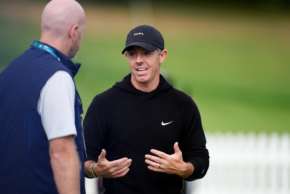 Rory McIlroy of Northern Ireland on the putting green during previews day ahead of the 2026 BMW PGA Championship at Wentworth Golf Club (PA)