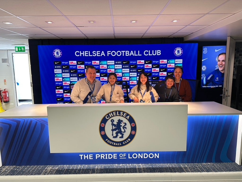 Lares and his family pictured at Chelsea FC (Courtesy of Adriel Lares)