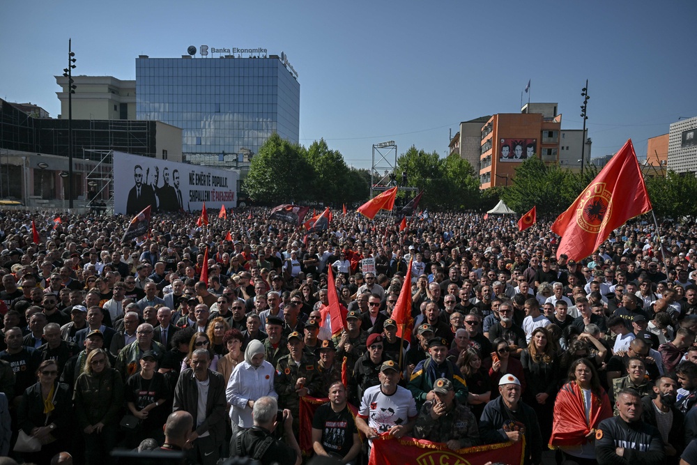 Thousands rallied in Pristina over the weekend (AFP/Getty)