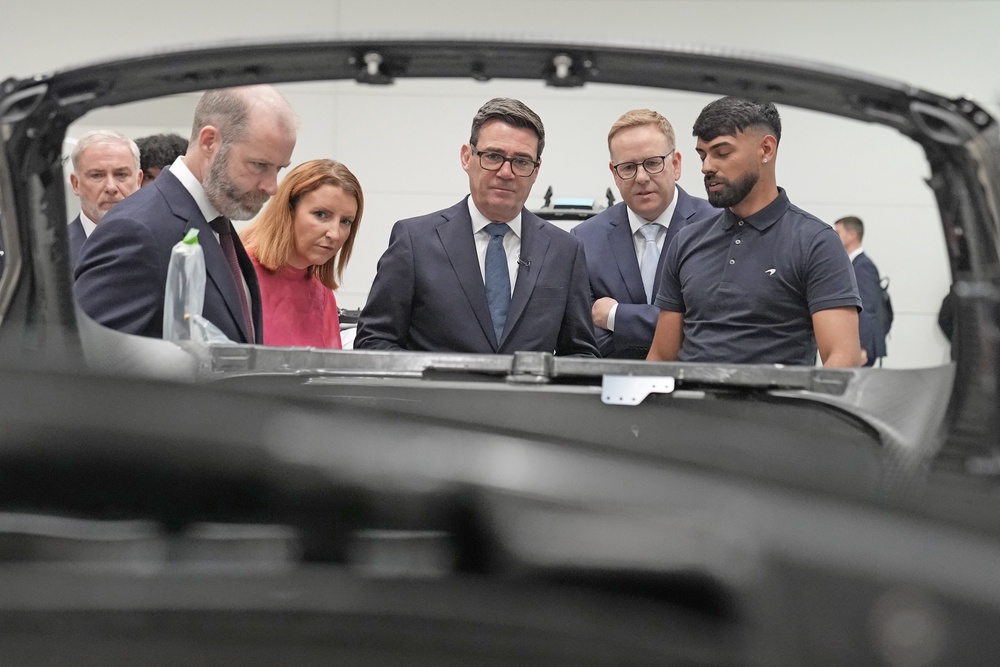 Jonathan Reynolds, Louise Haigh and Prime Minister Andy Burnham joined McLaren’s Nick Collins in Woking (Stefan Rousseau/PA) (PA Wire)