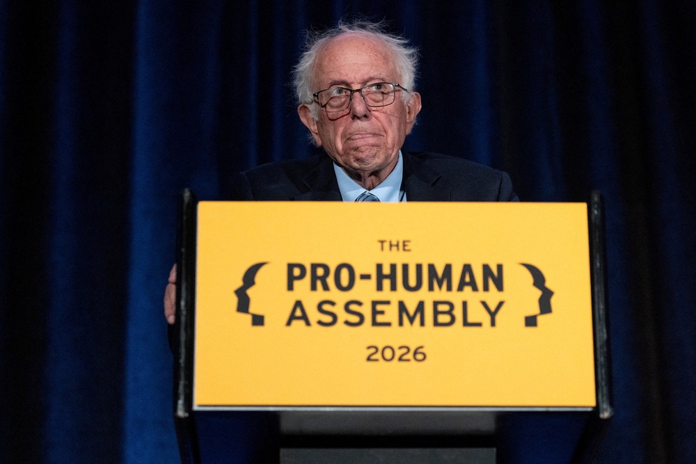 Sen. Bernie Sanders (I-VT) speaks at the first Pro-Human Assembly to discuss AI legislation in the United States, in Washington, D.C., U.S., September 15, 2026. REUTERS/Anna Rose Layden (Reuters)