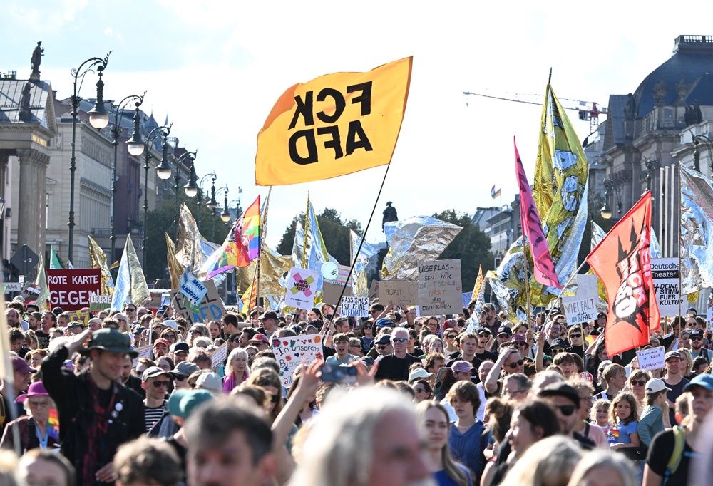 Anti-AfD protests have taken place in Berlin ahead of the election (AFP/Getty)