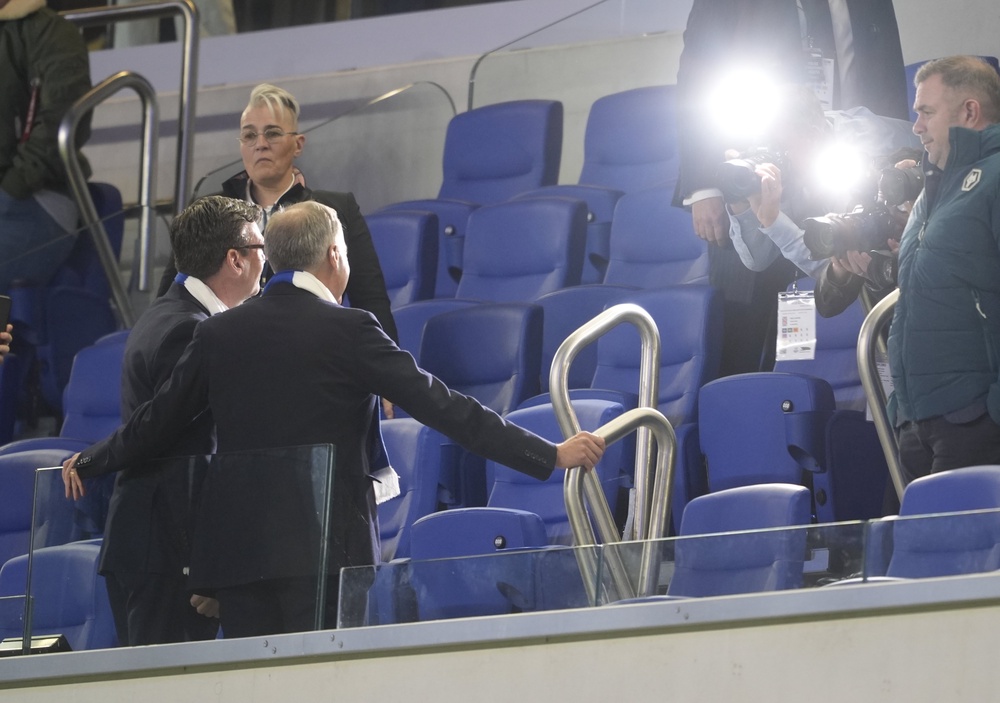 Both men greeted supporters as they made their way to their seats (Peter Byrne/PA) (PA Wire)