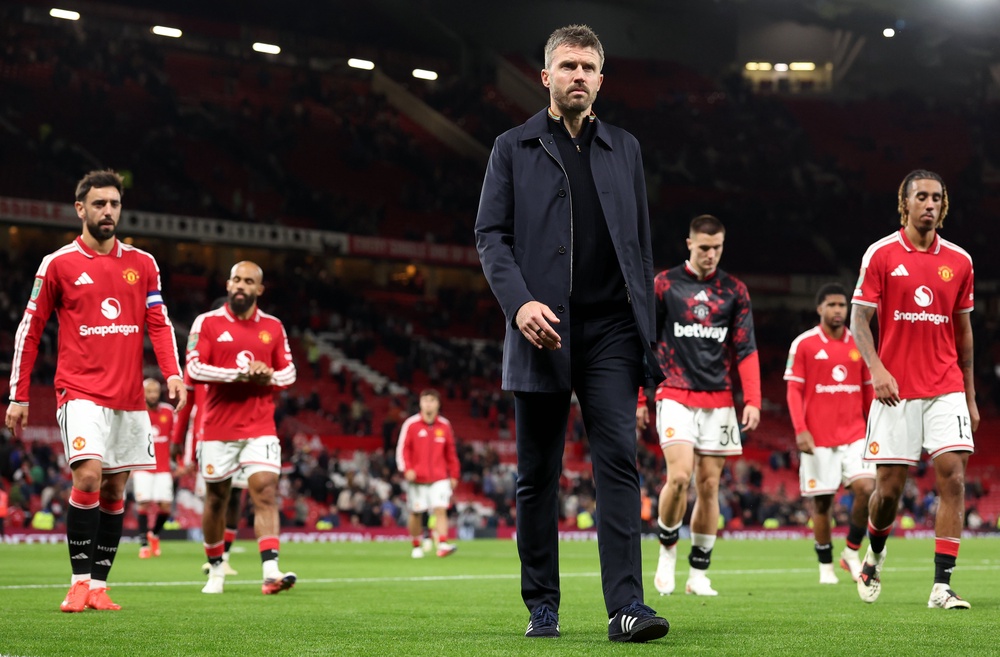 Michael Carrick has plenty to ponder after United’s most recent capitulation (Getty)