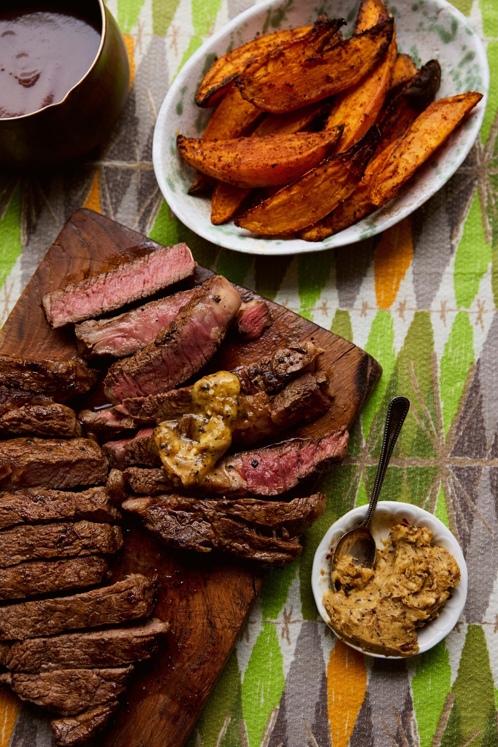Jerk butter steak with sweet potato wedges and plenty of gravy (Matt Russell)