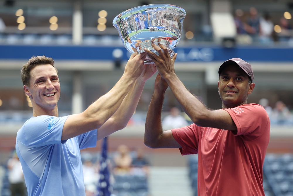 Salisbury (left) won four men's doubles Grand Slams with Rajeev Ram (Getty)