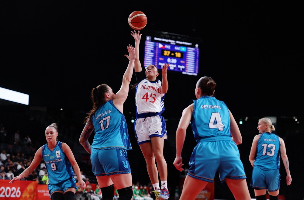 Philippines' Camille Malagar in action with Kazakhstan's Daria Koroleva (Reuters)
