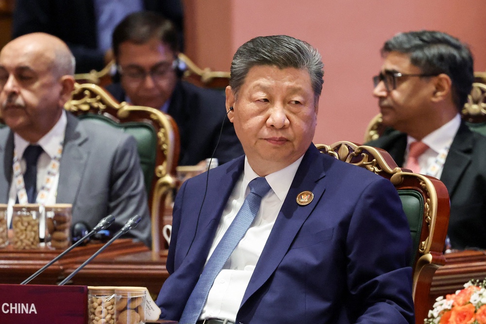 Chinese president Xi Jinping at the Brics summit in Delhi (AFP/Getty)
